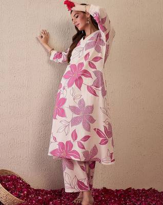 Women Floral Printed Regular Pure Cotton Kurta with Palazzos 6