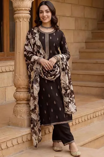 Women Ethnic Motifs Embroidered Regular Kurta with Palazzos & With Dupatta