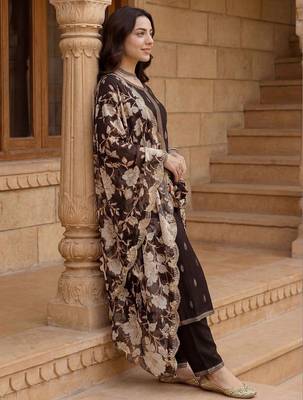 Women Ethnic Motifs Embroidered Regular Kurta with Palazzos & With Dupatta 4