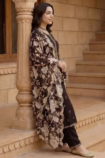 Women Ethnic Motifs Embroidered Regular Kurta with Palazzos & With Dupatta