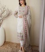 Women Ethnic Motifs Printed Regular Pure Cotton Kurta with Trousers & With Dupatta
