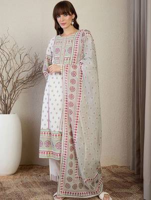 Women Ethnic Motifs Printed Regular Pure Cotton Kurta with Trousers & With Dupatta 5