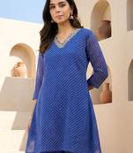 Women Ethnic Motifs Printed Regular Thread Work Kurti with Trousers