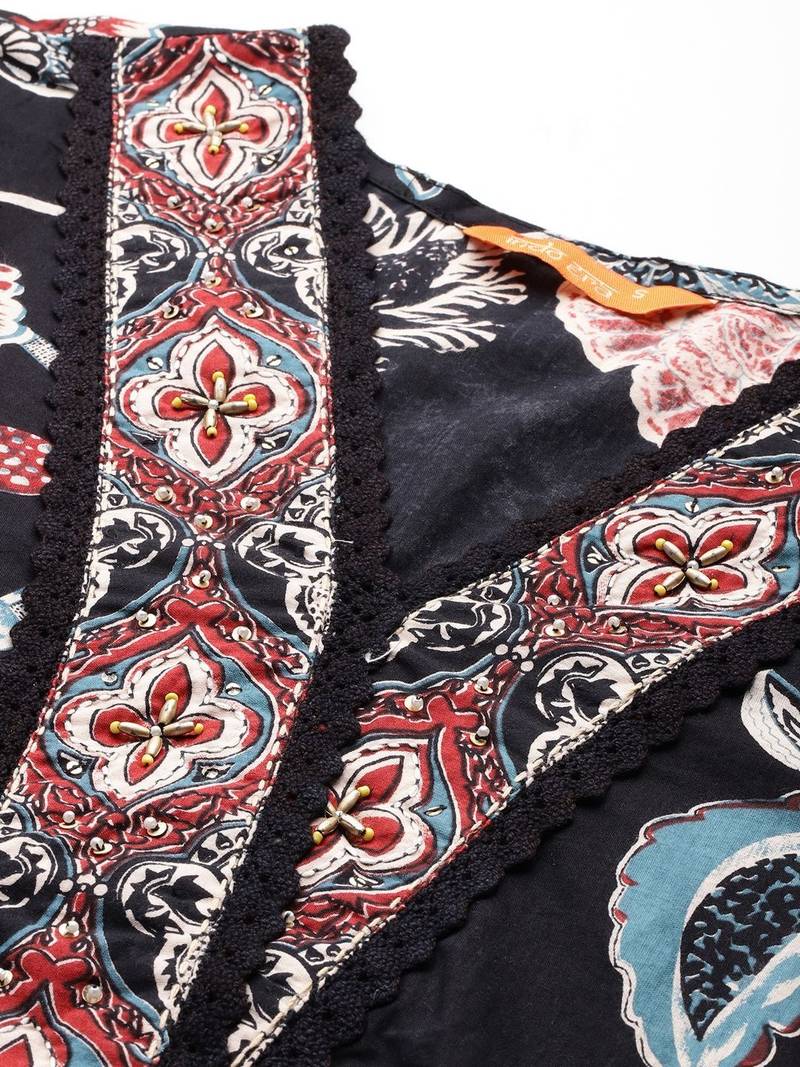 Women Floral Printed Regular Pure Cotton Kurta with Trousers & With Dupatta