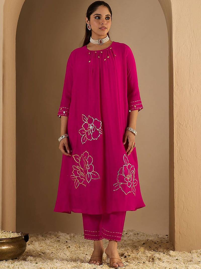 Women Floral Printed A-Line Kurta with Trousers