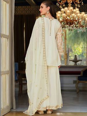 Women Floral Embroidered Regular Beads and Stones Kurta with Sharara & With Dupatta 4