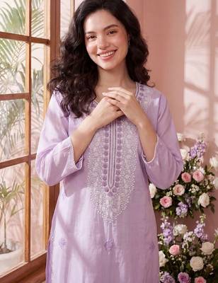 Women Ethnic Motifs Embroidered Regular Chikankari Kurta with Trousers & With Dupatta 2