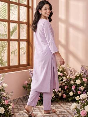 Women Ethnic Motifs Embroidered Regular Chikankari Kurta with Trousers & With Dupatta 4