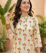 Women Floral Printed Regular Pure Cotton Kurta with Trousers