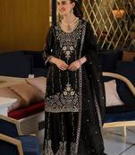 Women Paisley Embroidered Regular Beads and Stones Kurta with Palazzos & With Dupatta