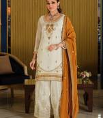Women Paisley Embroidered Regular Beads and Stones Kurta with Palazzos & With Dupatta