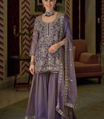 Women Floral Embroidered Regular Beads and Stones Kurta with Sharara & With Dupatta