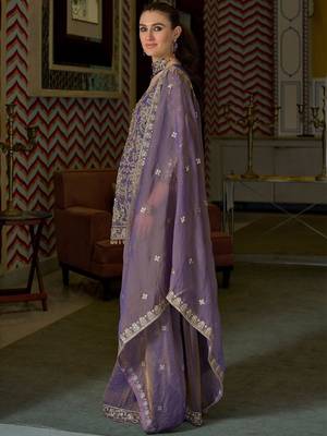 Women Floral Embroidered Regular Beads and Stones Kurta with Sharara & With Dupatta 3