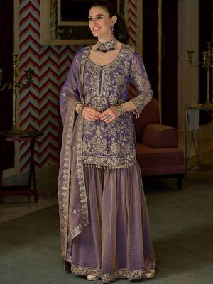 Women Floral Embroidered Regular Beads and Stones Kurta with Sharara & With Dupatta 6