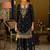 Black Embroidered Straight Kurta Palazzos Dupatta Set