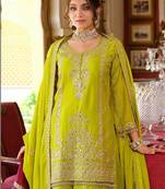 Women Ethnic Motifs Embroidered Regular Thread Work Kurta with Sharara & With Dupatta
