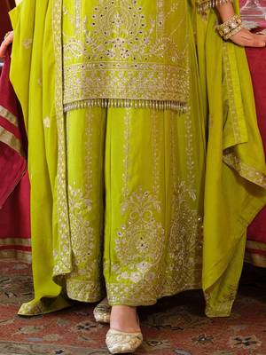 Women Ethnic Motifs Embroidered Regular Thread Work Kurta with Sharara & With Dupatta 2