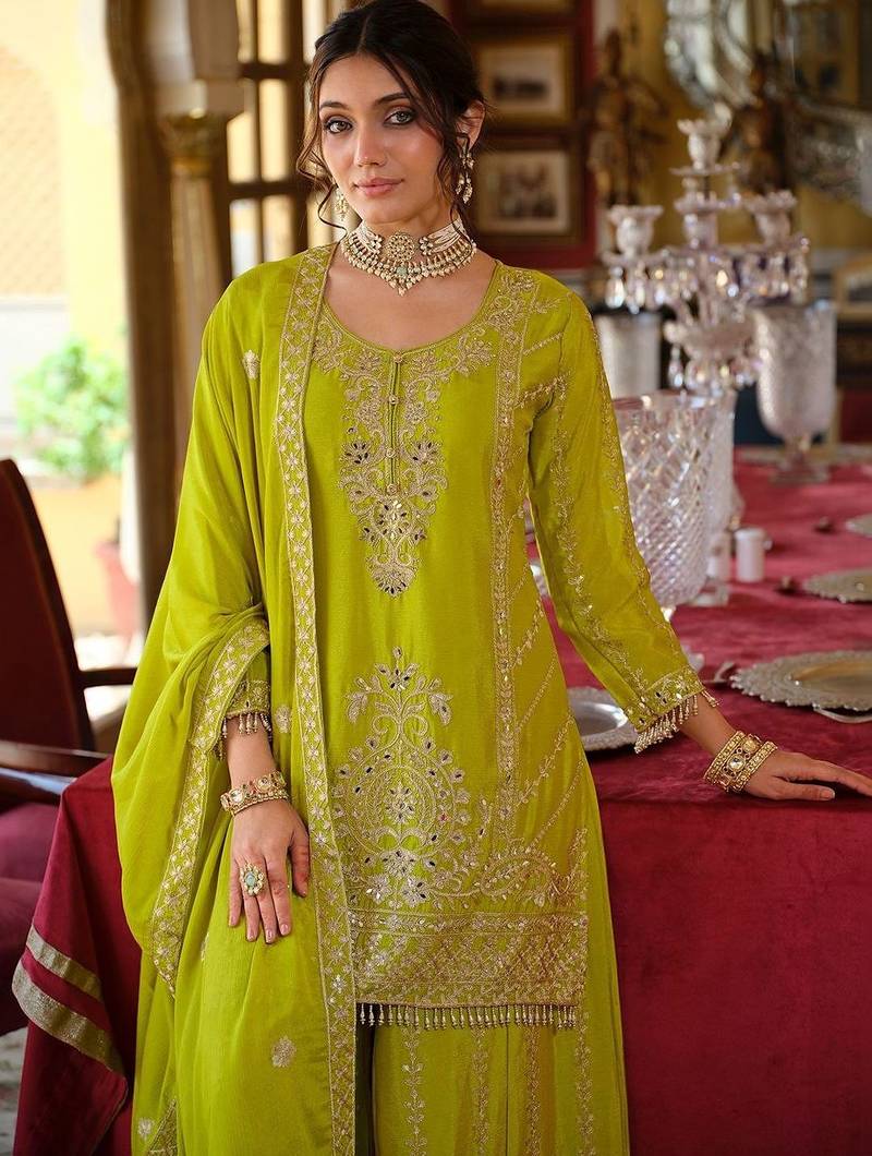 Women Ethnic Motifs Embroidered Regular Thread Work Kurta with Sharara & With Dupatta