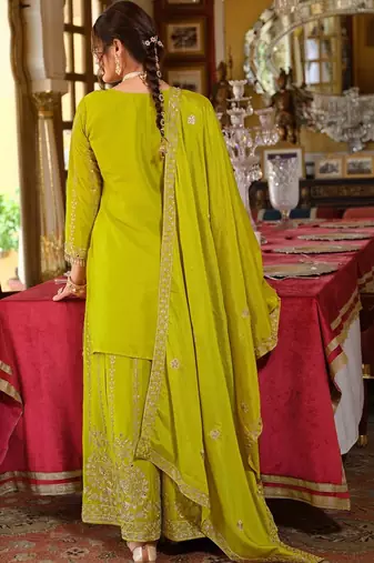 Women Ethnic Motifs Embroidered Regular Thread Work Kurta with Sharara & With Dupatta