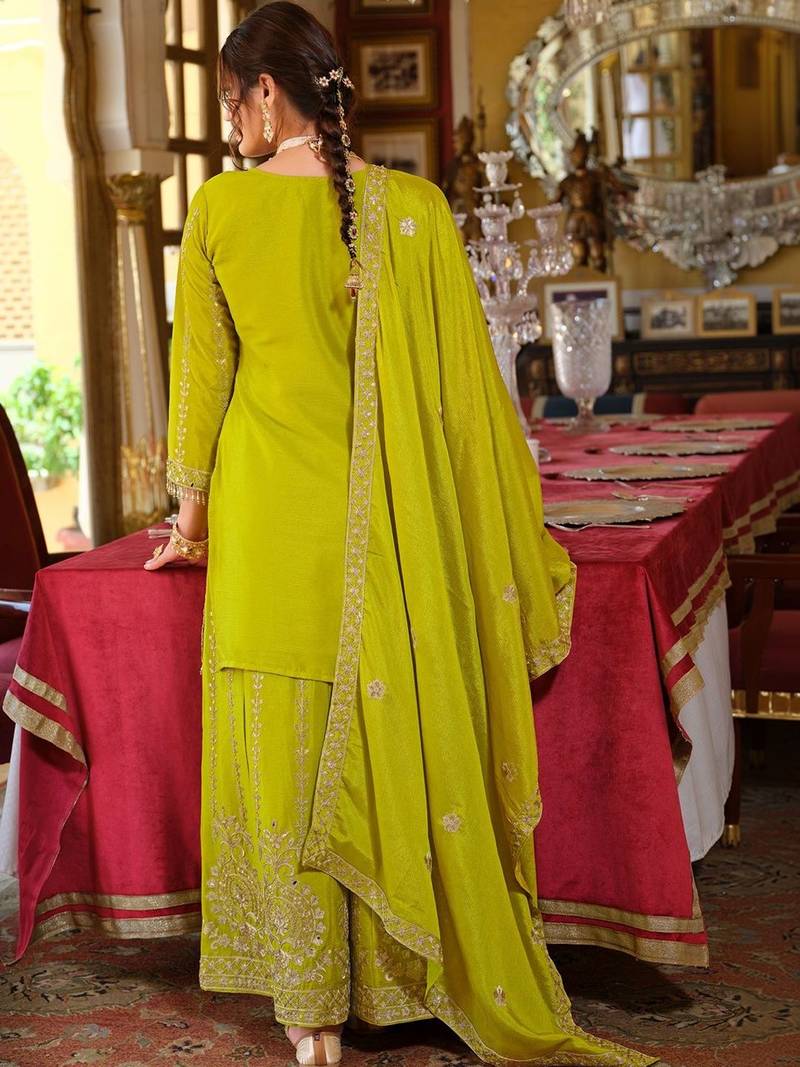 Women Ethnic Motifs Embroidered Regular Thread Work Kurta with Sharara & With Dupatta