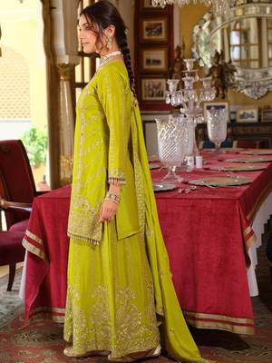 Women Ethnic Motifs Embroidered Regular Thread Work Kurta with Sharara & With Dupatta 6