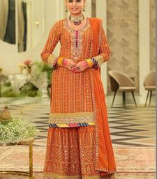 Women Ethnic Motifs Embroidered Regular Sequinned Kurta with Sharara & With Dupatta