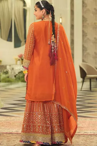 Women Ethnic Motifs Embroidered Regular Sequinned Kurta with Sharara & With Dupatta