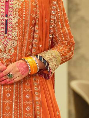 Women Ethnic Motifs Embroidered Regular Sequinned Kurta with Sharara & With Dupatta 6