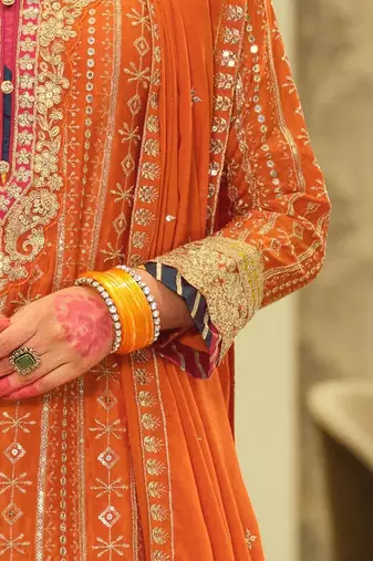 Women Ethnic Motifs Embroidered Regular Sequinned Kurta with Sharara & With Dupatta