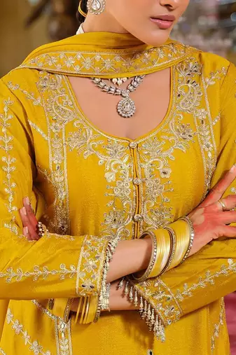 Women Ethnic Motifs Embroidered Regular Mirror Work Kurta with Palazzos & Dupatta
