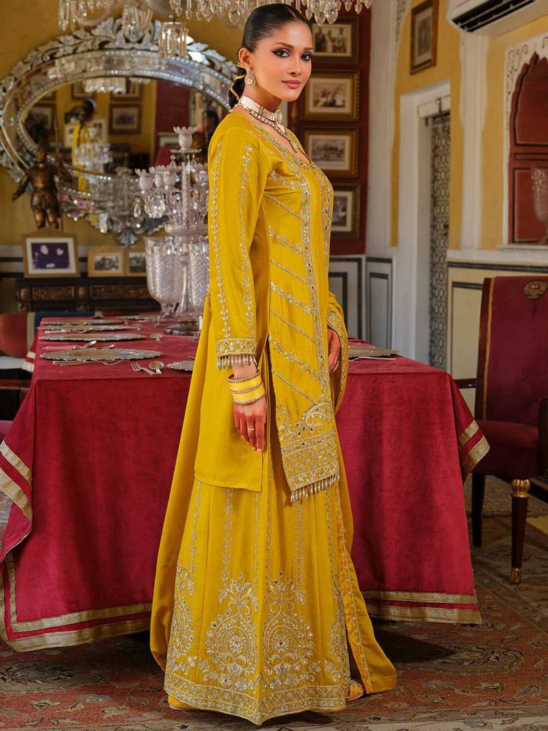 Women Ethnic Motifs Embroidered Regular Mirror Work Kurta with Palazzos & Dupatta