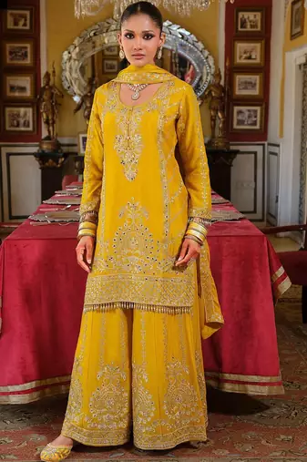 Women Ethnic Motifs Embroidered Regular Mirror Work Kurta with Palazzos & Dupatta