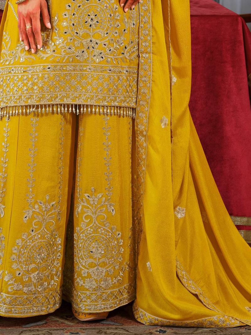 Women Ethnic Motifs Embroidered Regular Mirror Work Kurta with Palazzos & Dupatta