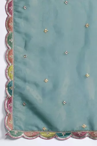 Ethnic Motifs Embroidered Sequinned Kurta with Palazzos & Dupatta