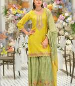 Women Ethnic Motifs Embroidered Regular Sequinned Kurta with Sharara & With Dupatta