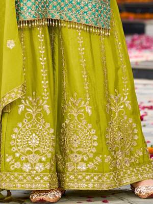 Women Ombre Embroidered Regular Mirror Work Kurta with Palazzos & With Dupatta 5