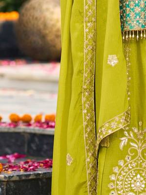 Women Ombre Embroidered Regular Mirror Work Kurta with Palazzos & With Dupatta 7