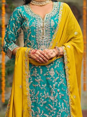 Women Ethnic Motifs Embroidered Regular Kurta with Palazzos & With Dupatta 6