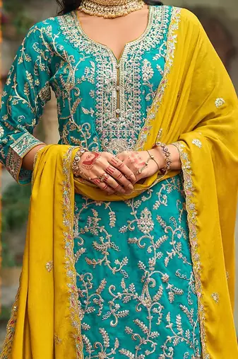Women Ethnic Motifs Embroidered Regular Kurta with Palazzos & With Dupatta
