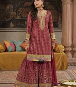 Women Ethnic Motifs Embroidered Regular Sequinned Kurta with Sharara & With Dupatta