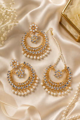 Festive kundan earring tikka set 1