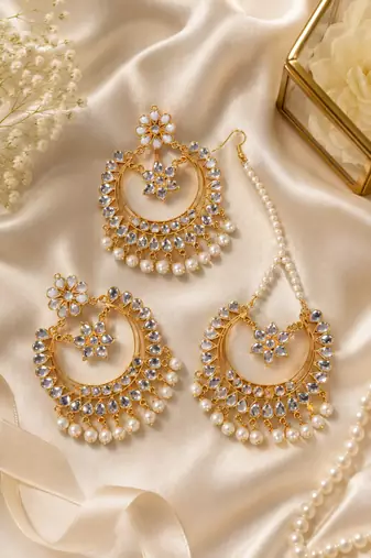 Festive kundan earring tikka set