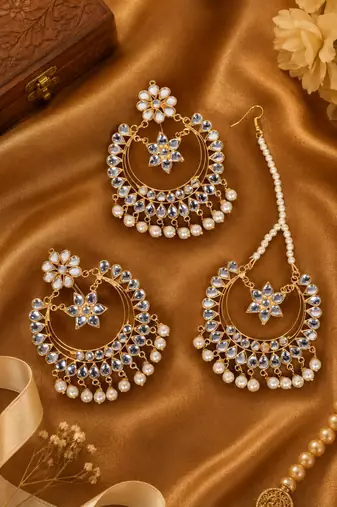 Festive kundan earring tikka set