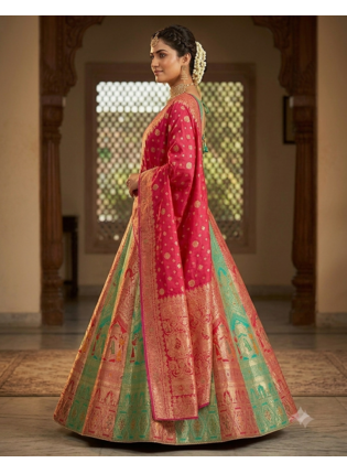Green embroidered sequin lehenga choli with blouse 2