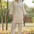 white floral embroidered regular thread work  cotton kurta with trousers