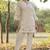white floral embroidered regular thread work  cotton kurta with trousers