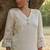 white floral embroidered regular thread work  cotton kurta with trousers