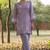 purple floral embroidered regular thread work  cotton kurta with trousers