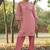 pink floral embroidered regular thread work  cotton kurta with trousers