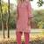 pink floral embroidered regular thread work  cotton kurta with trousers